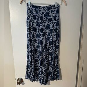 Free People Floral Blue and White Women's Wide Leg Pants
